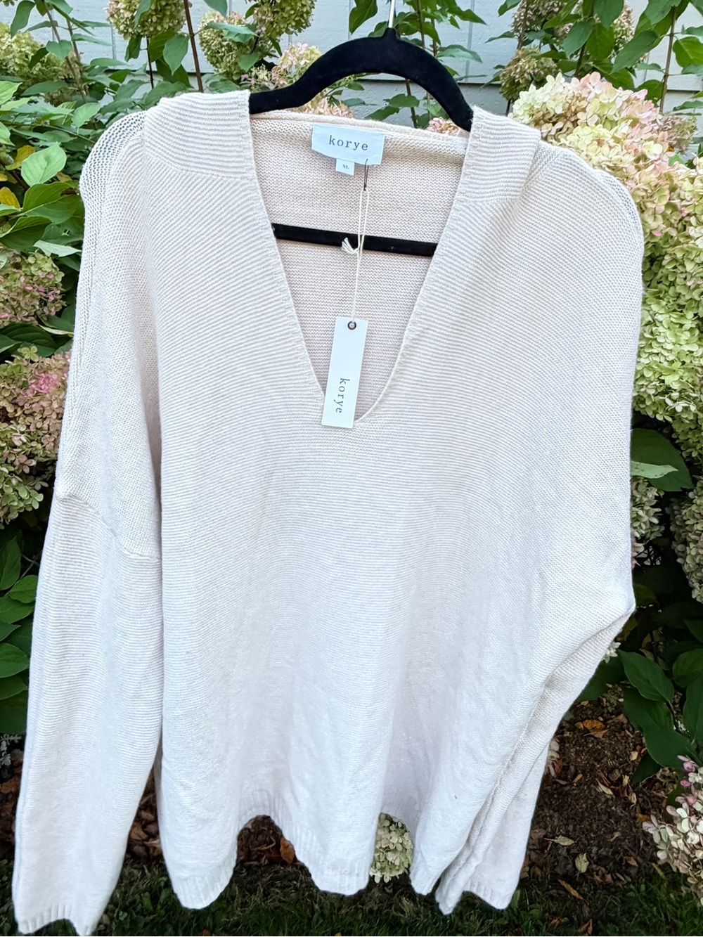 Korye Women's Cream V-Neck Lightweight Sweater